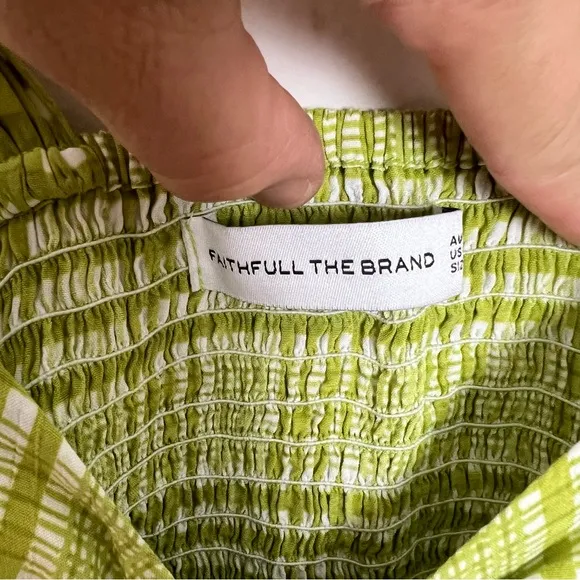 FAITHFULL THE BRAND- Imogen Mini Dress Djerra Check Lime Green Cocktail Summer