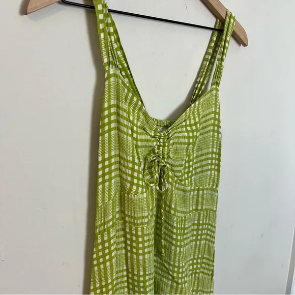 FAITHFULL THE BRAND- Imogen Mini Dress Djerra Check Lime Green Cocktail Summer