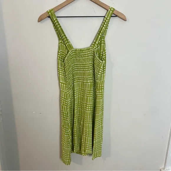 FAITHFULL THE BRAND- Imogen Mini Dress Djerra Check Lime Green Cocktail Summer
