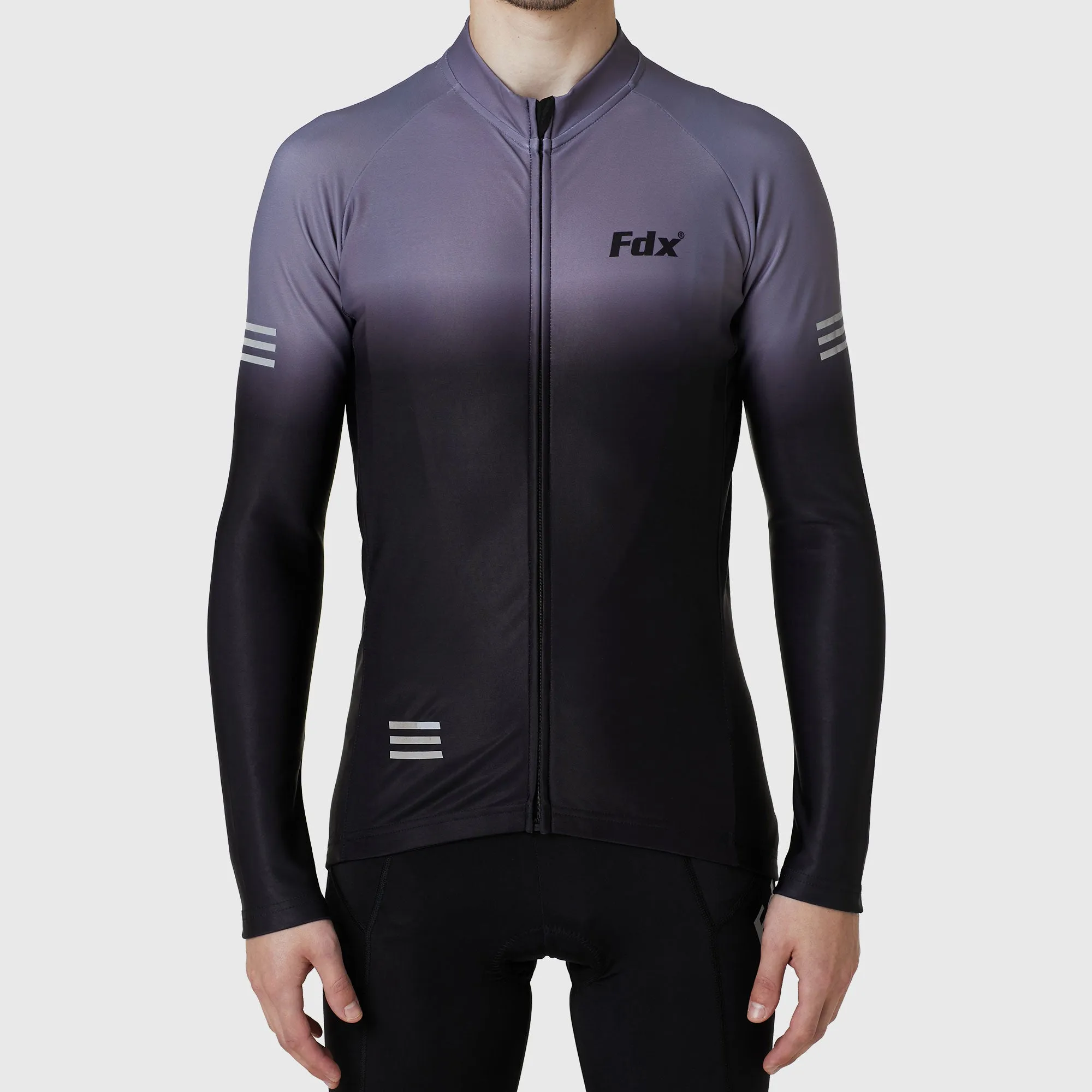 Fdx Duo Men's & Boy's Grey / Black Thermal Roubaix Long Sleeve Cycling Jersey