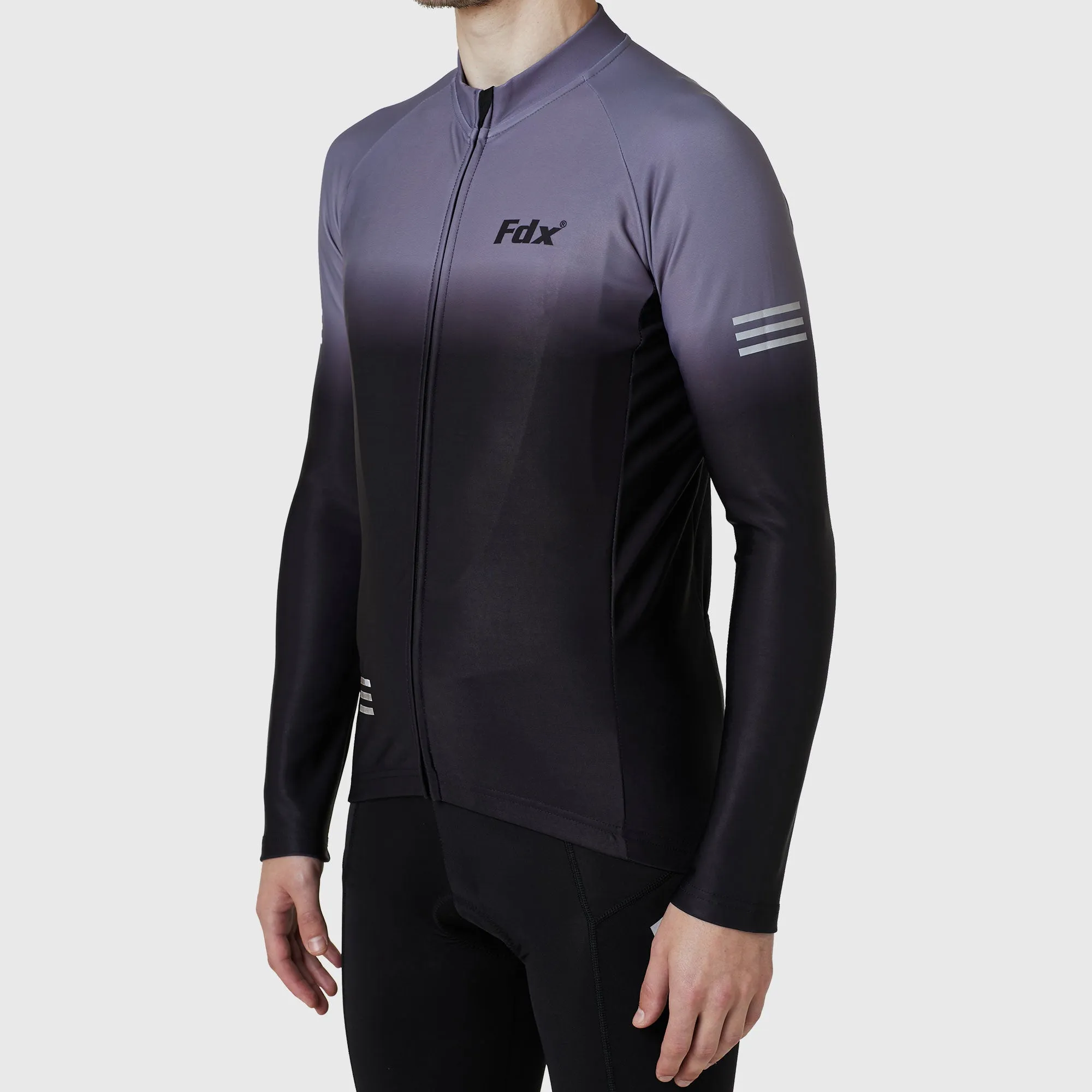 Fdx Duo Men's & Boy's Grey / Black Thermal Roubaix Long Sleeve Cycling Jersey