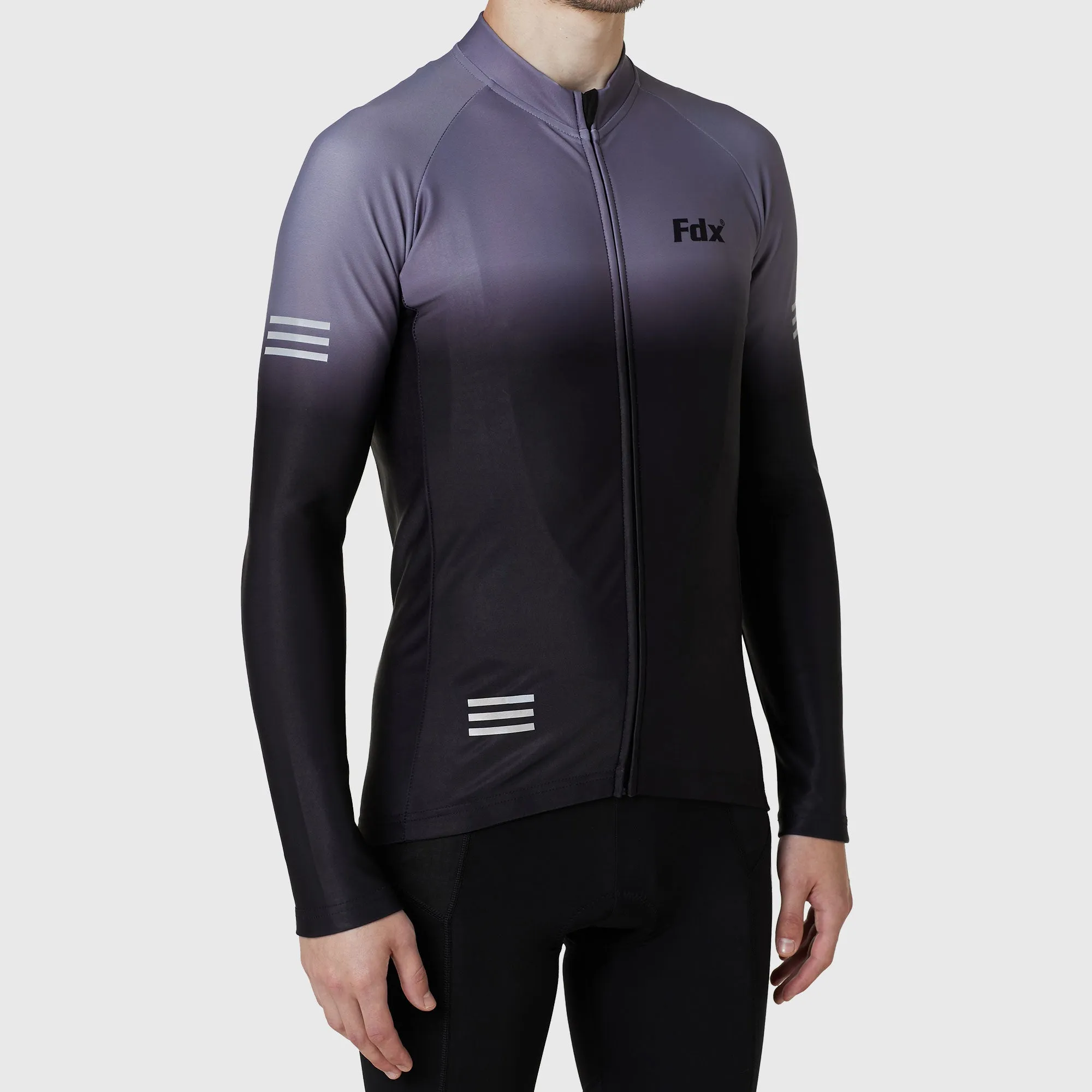 Fdx Duo Men's & Boy's Grey / Black Thermal Roubaix Long Sleeve Cycling Jersey