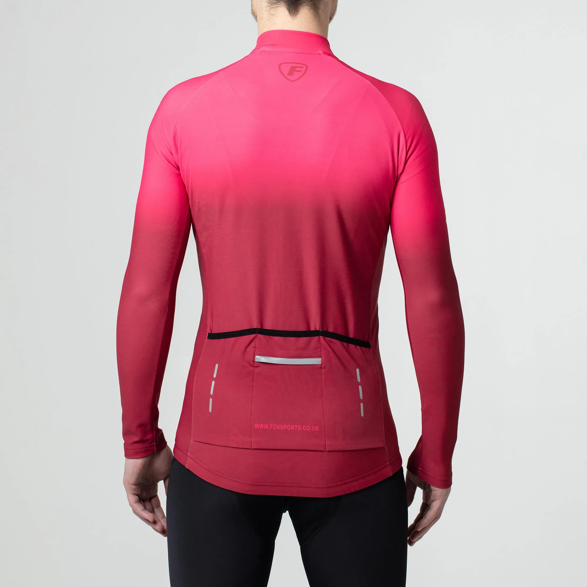 Fdx Duo Men's & Boy's Pink / Maroon Thermal Roubaix Long Sleeve Cycling Jersey