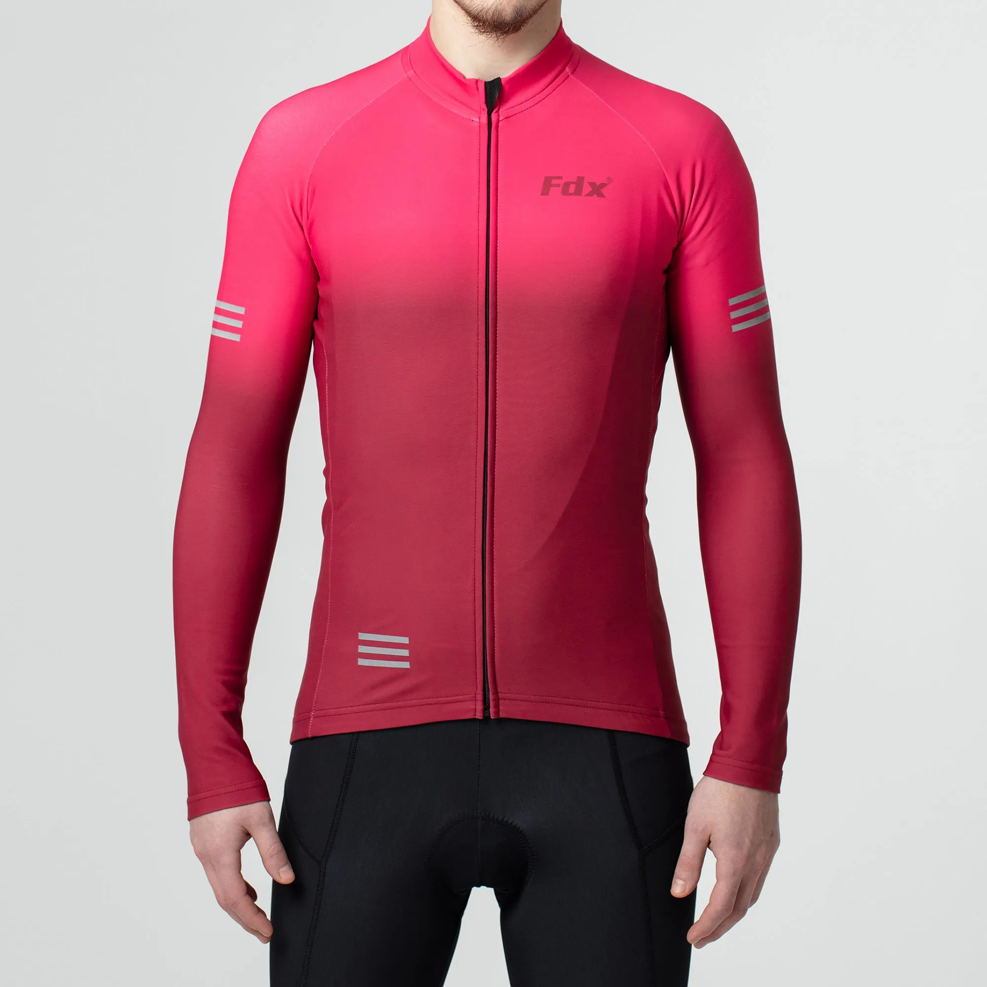 Fdx Duo Men's & Boy's Pink / Maroon Thermal Roubaix Long Sleeve Cycling Jersey