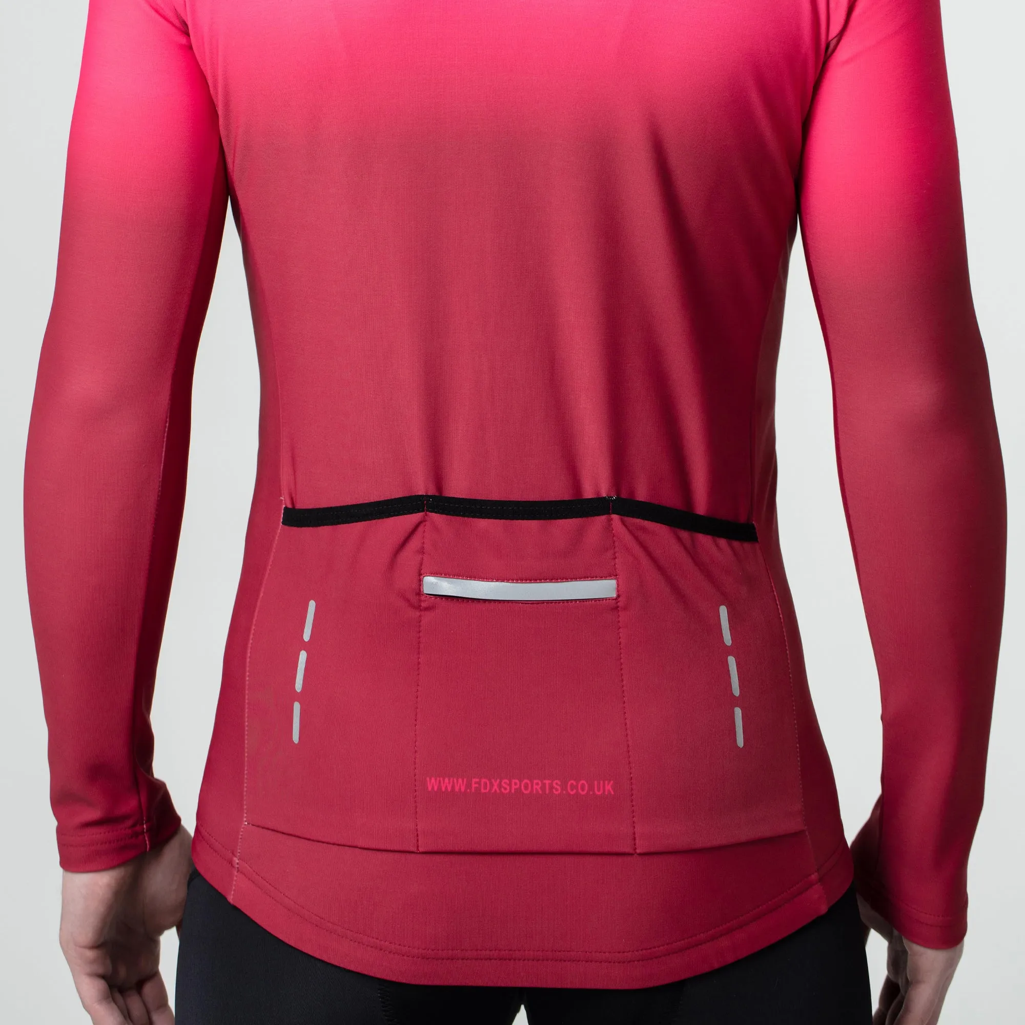 Fdx Duo Men's & Boy's Pink / Maroon Thermal Roubaix Long Sleeve Cycling Jersey