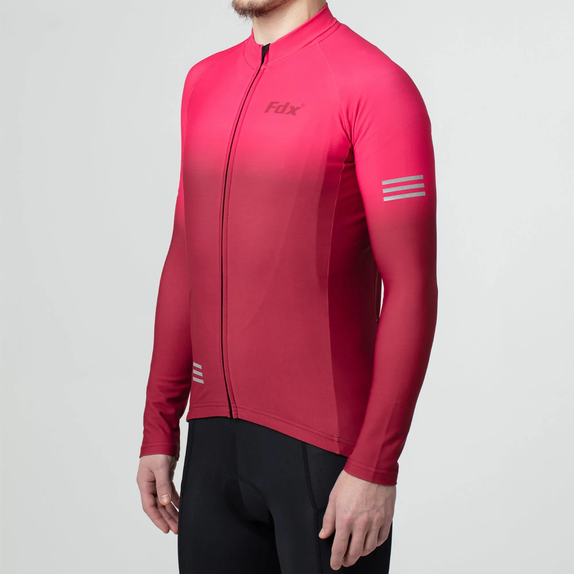 Fdx Duo Men's & Boy's Pink / Maroon Thermal Roubaix Long Sleeve Cycling Jersey