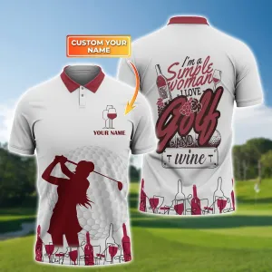 Golf And Wine - Personalized Name 3D Polo Shirt -TD96-1139