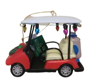Golf Cart Ornament with Christmas Lights & Christmas Wreath 3.5"  resin