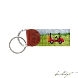 Golf Cart Scene Needlepoint Key Fob