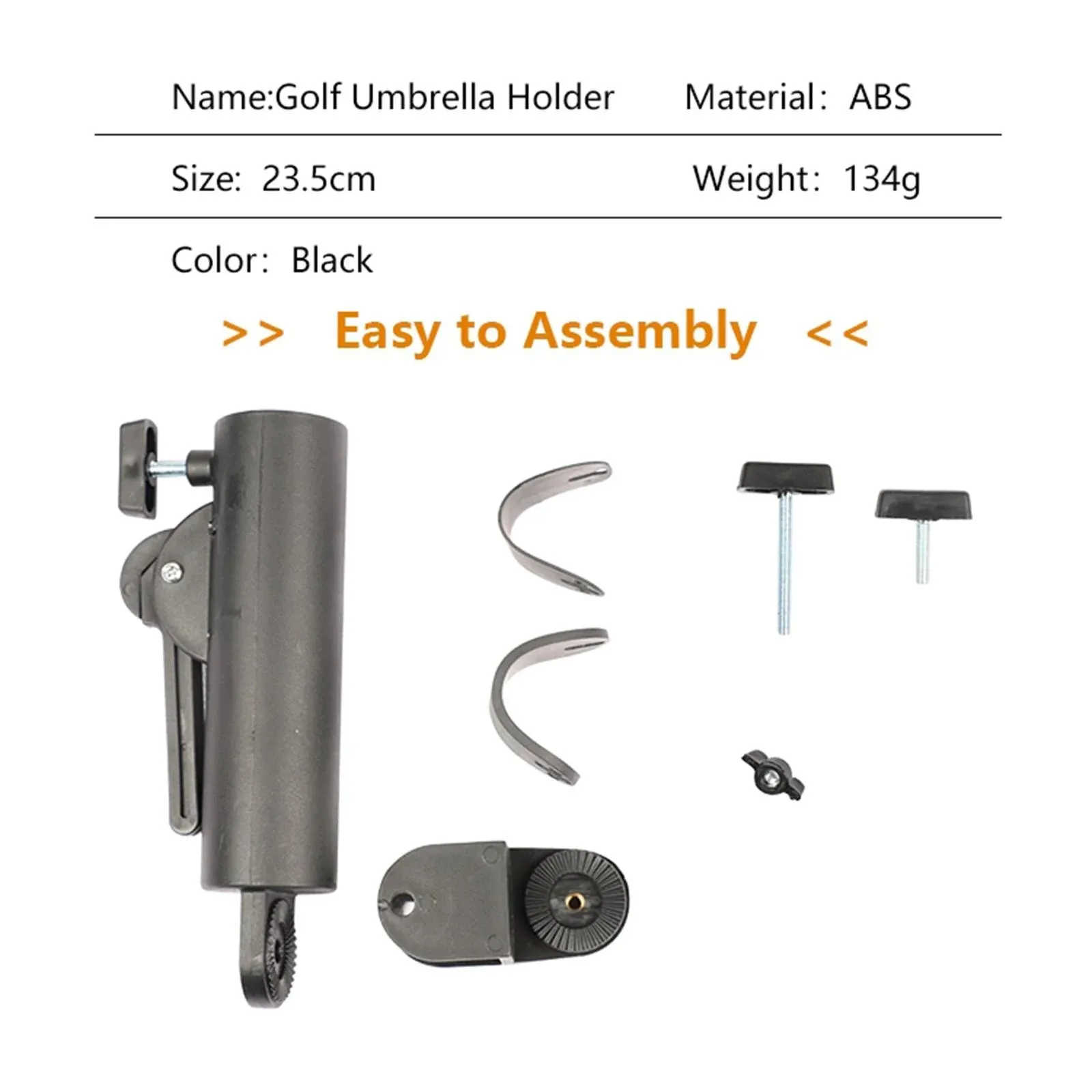 Golf Cart Umbrella Holder, Universal Adjustable Umbrella Mounting Attachment for Golf Push Cart Accessories