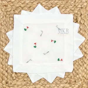Golf Green and Clubs Arranged for Cocktail Napkins Machine Embroidery Design File