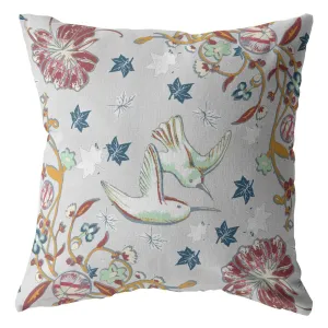 Gray Bird Zippered Indoor Outdoor Throw Pillow