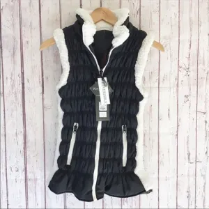 🎉HP🎉NWT Black Reversible Fleece Sherpa Trimmed Vest Sz M