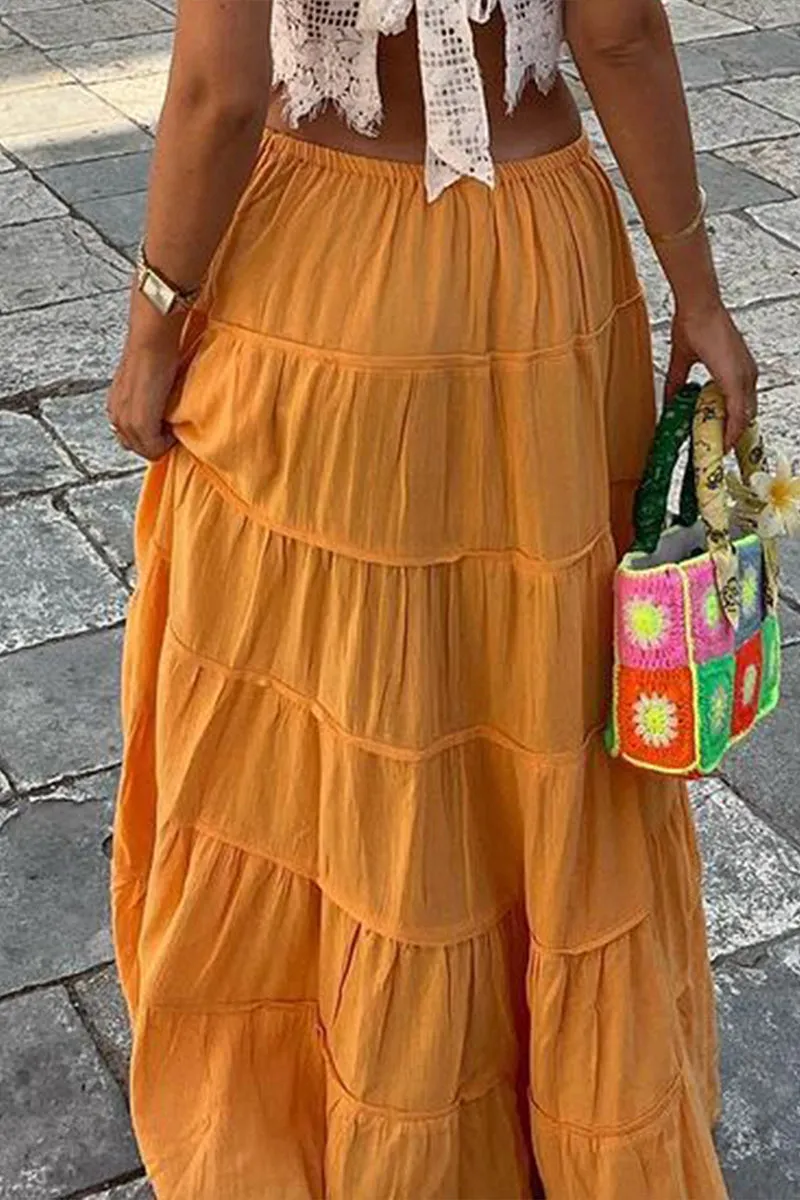 HQZ1216 Tiered Maxi Skirt