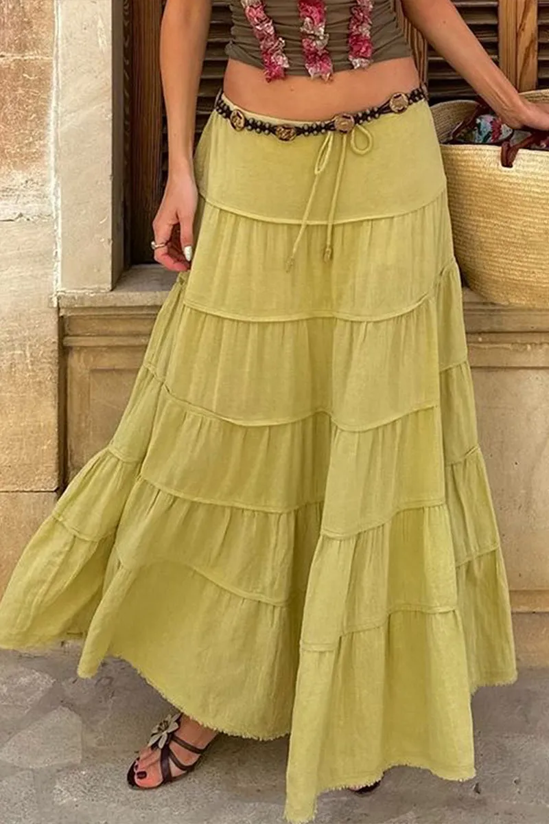 HQZ1216 Tiered Maxi Skirt