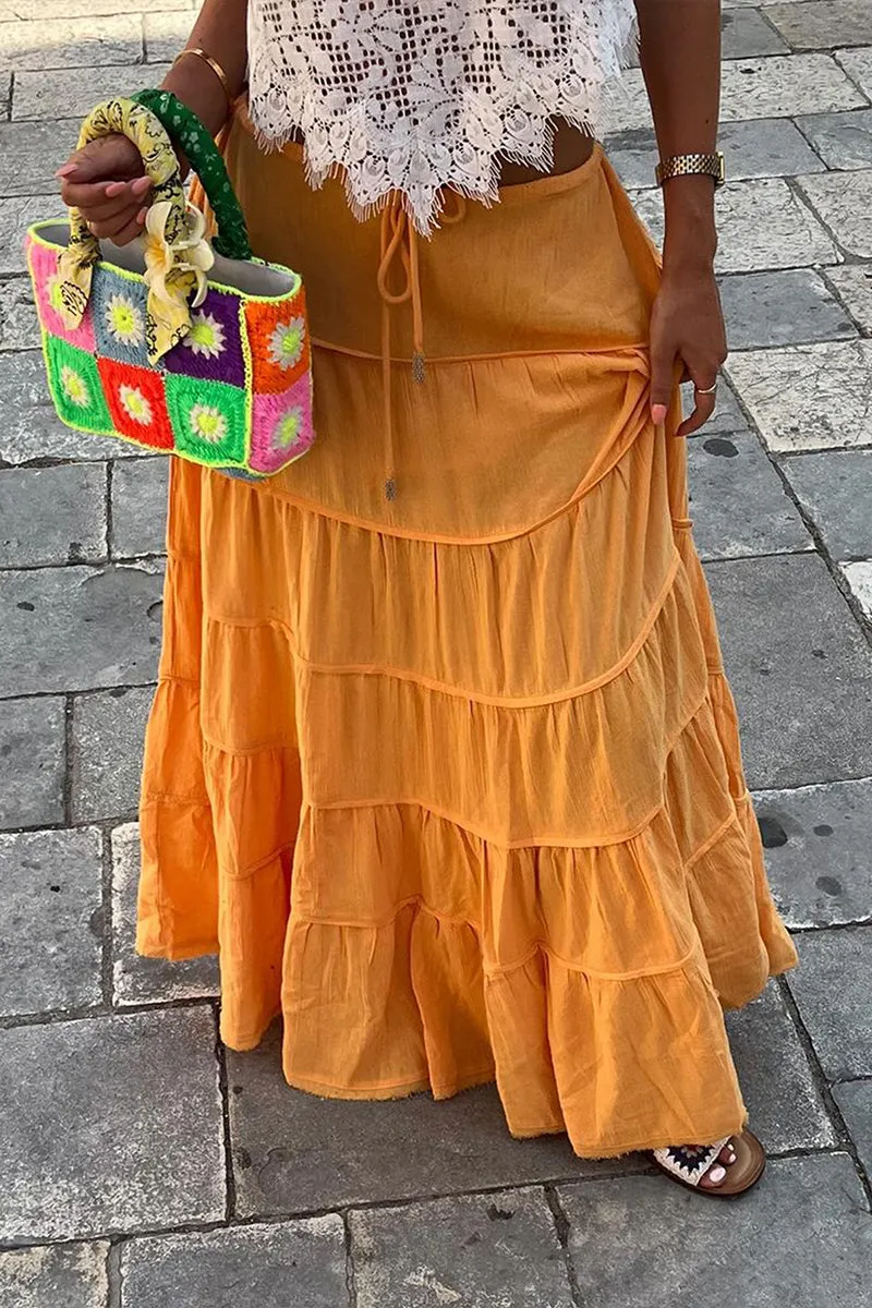HQZ1216 Tiered Maxi Skirt