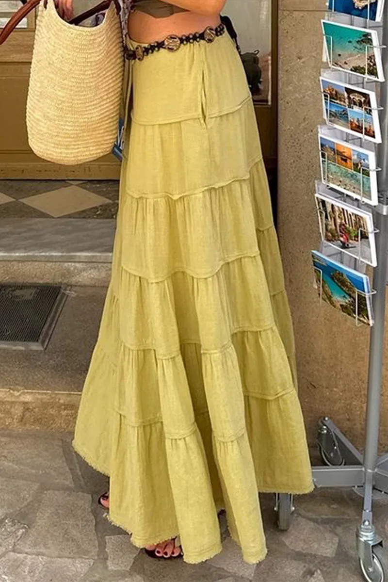 HQZ1216 Tiered Maxi Skirt