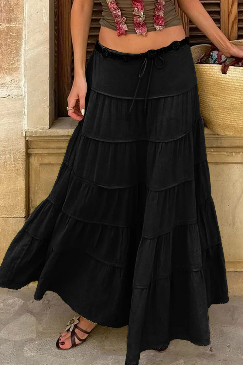 HQZ1216 Tiered Maxi Skirt