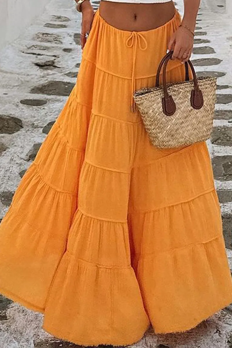 HQZ1216 Tiered Maxi Skirt