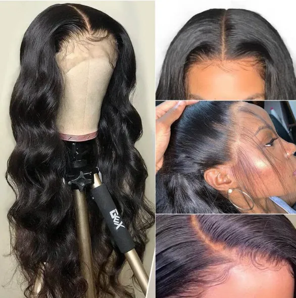 Human Hair Body Wave Natural Color HD Transparent Lace Front Wigs