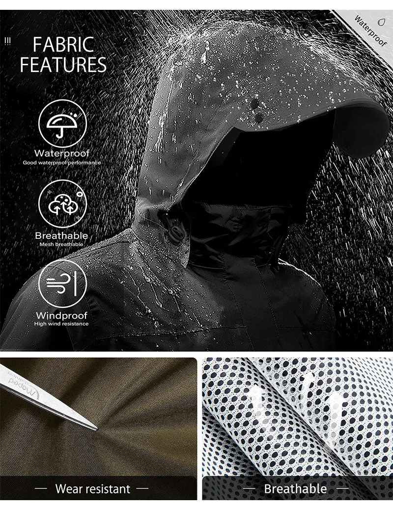 iCreek Men's Rain Suit Waterproof Rain jacket Breathable Lightweight Raincoat with Hooded Rain Gear for Leisure, Outdoor(Brownish）