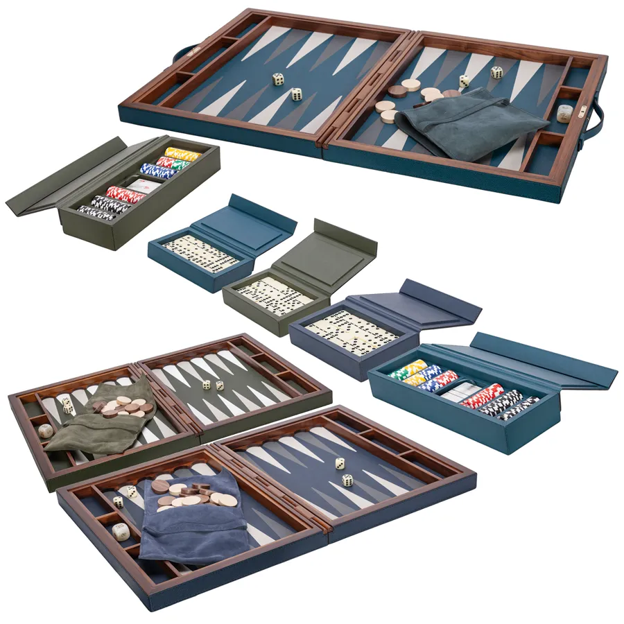 Italian Leather Backgammon Set by Giobagnara