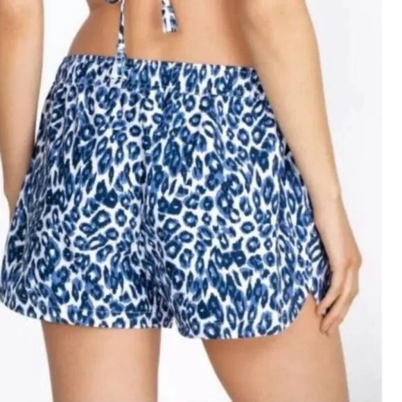 JOHNNY WAS Calme Blue Tiger Leopard Print Board Shorts NEW Size XL NWT