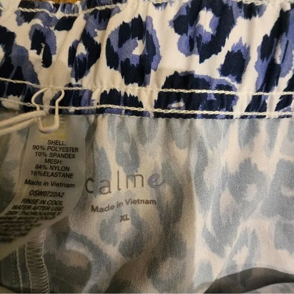 JOHNNY WAS Calme Blue Tiger Leopard Print Board Shorts NEW Size XL NWT