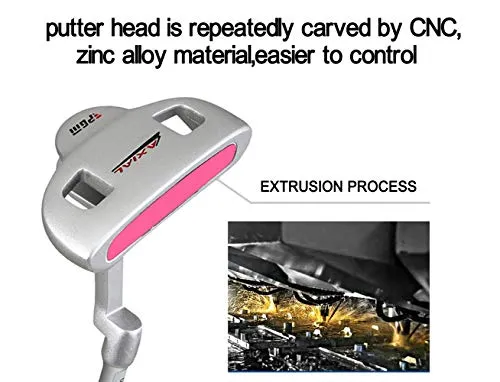Junior Golf Putter Stainless Steel Kids Putter Right Handed 3 Sizes to Choose Freely for Kids Ages 3-5 6-8 9-12(Pink Head Pink Grip, 29inch,Age 9-12)