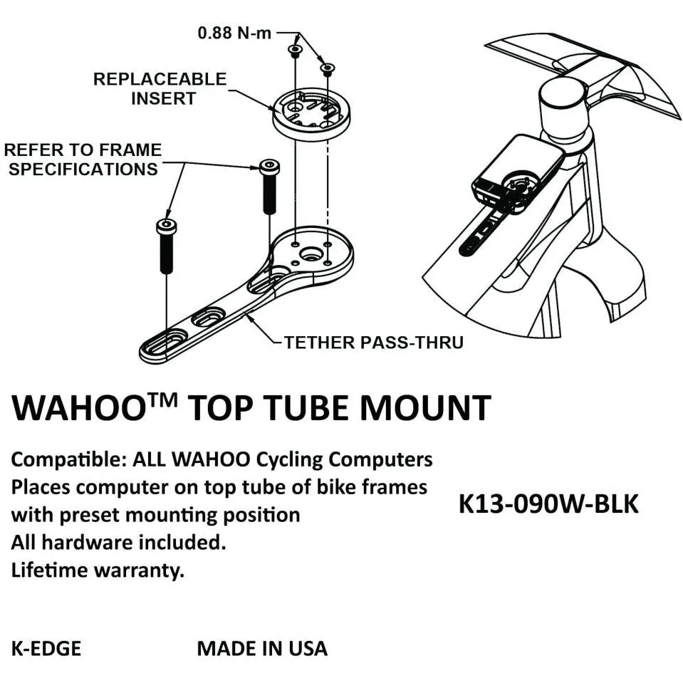 K-Edge Top Tube Mount For Wahoo