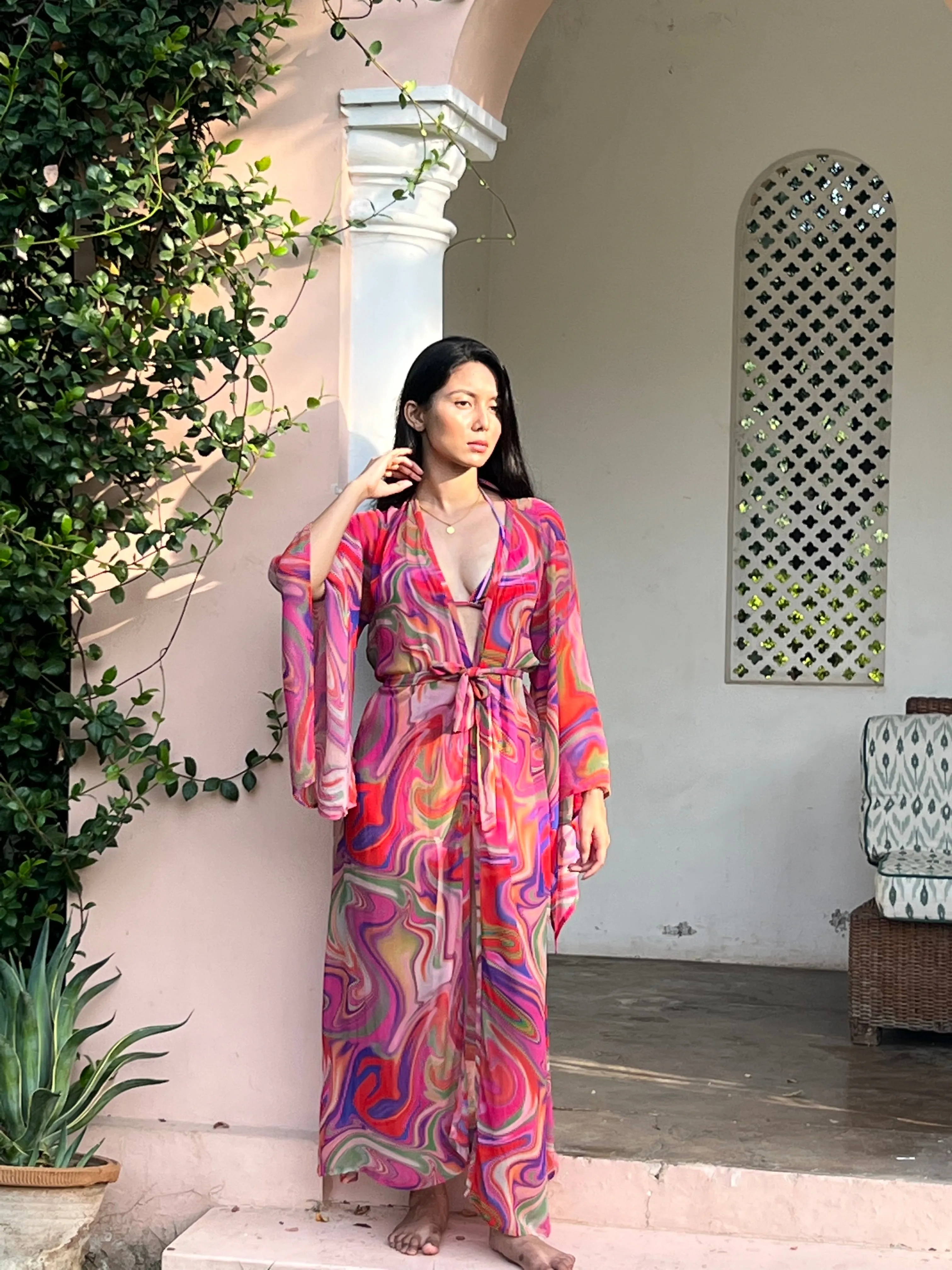 Kaftaan with Butterfly Sleeves - Candy Wave
