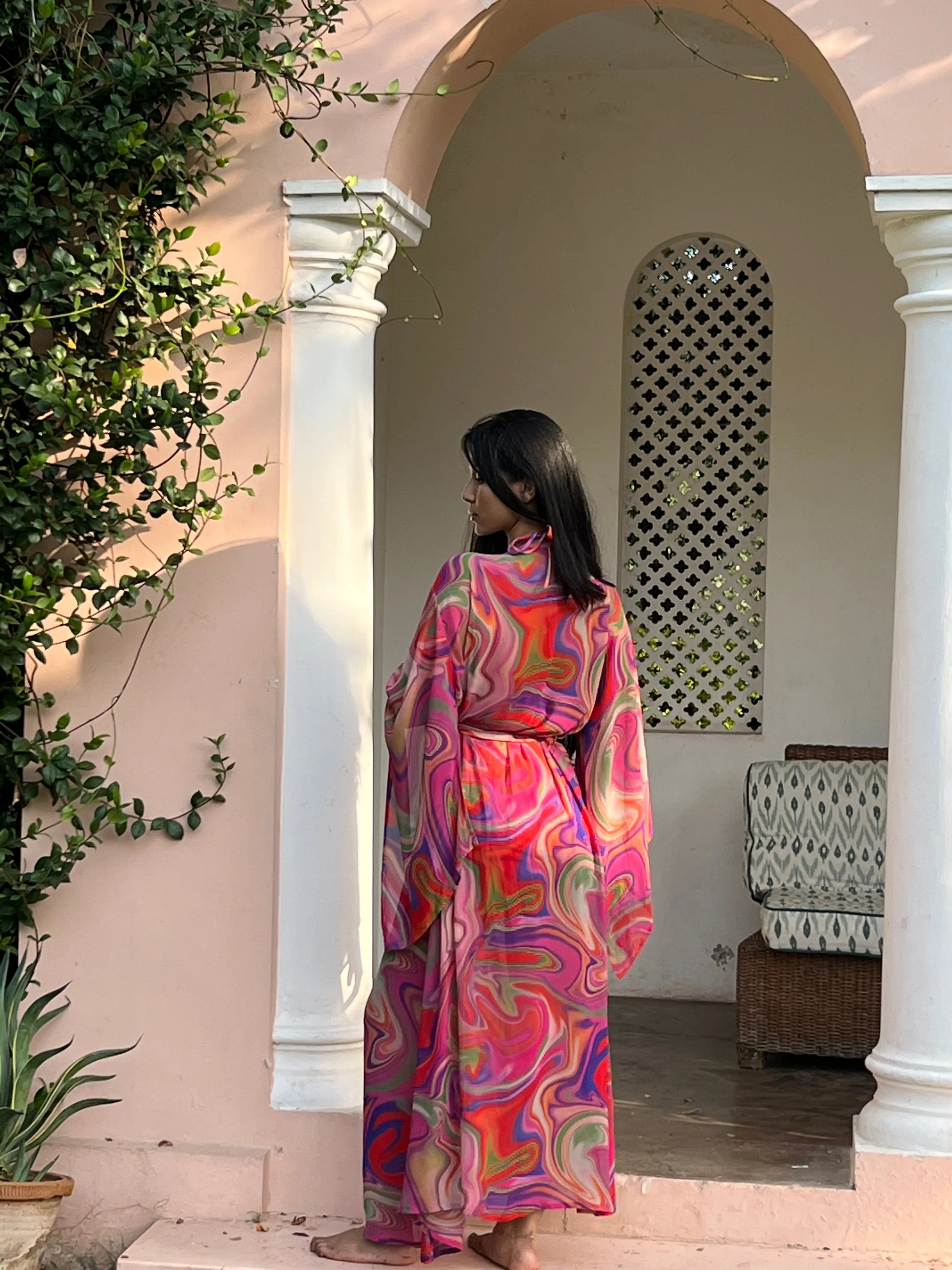 Kaftaan with Butterfly Sleeves - Candy Wave