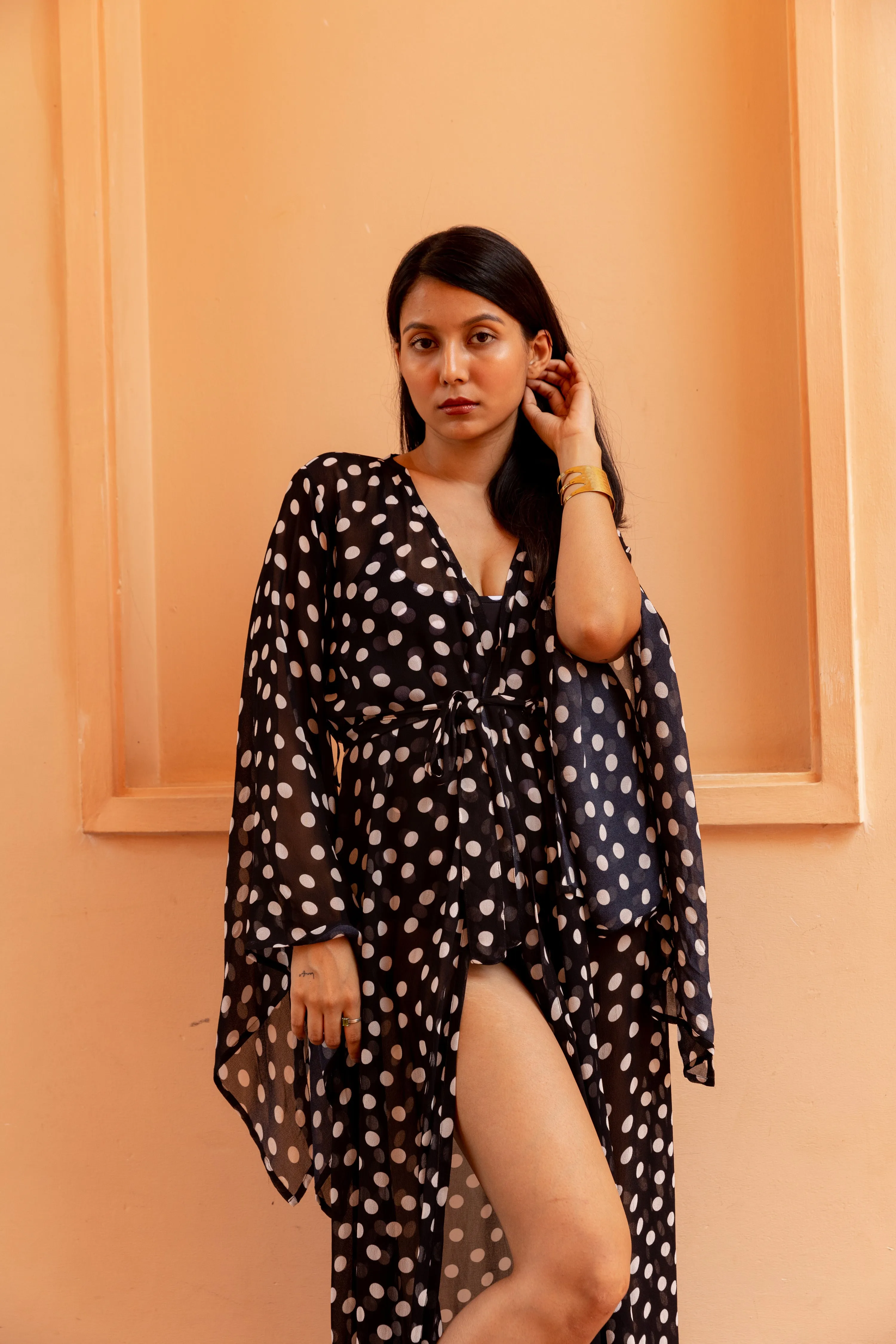 Kaftaan with Butterfly Sleeves - Noir Dot