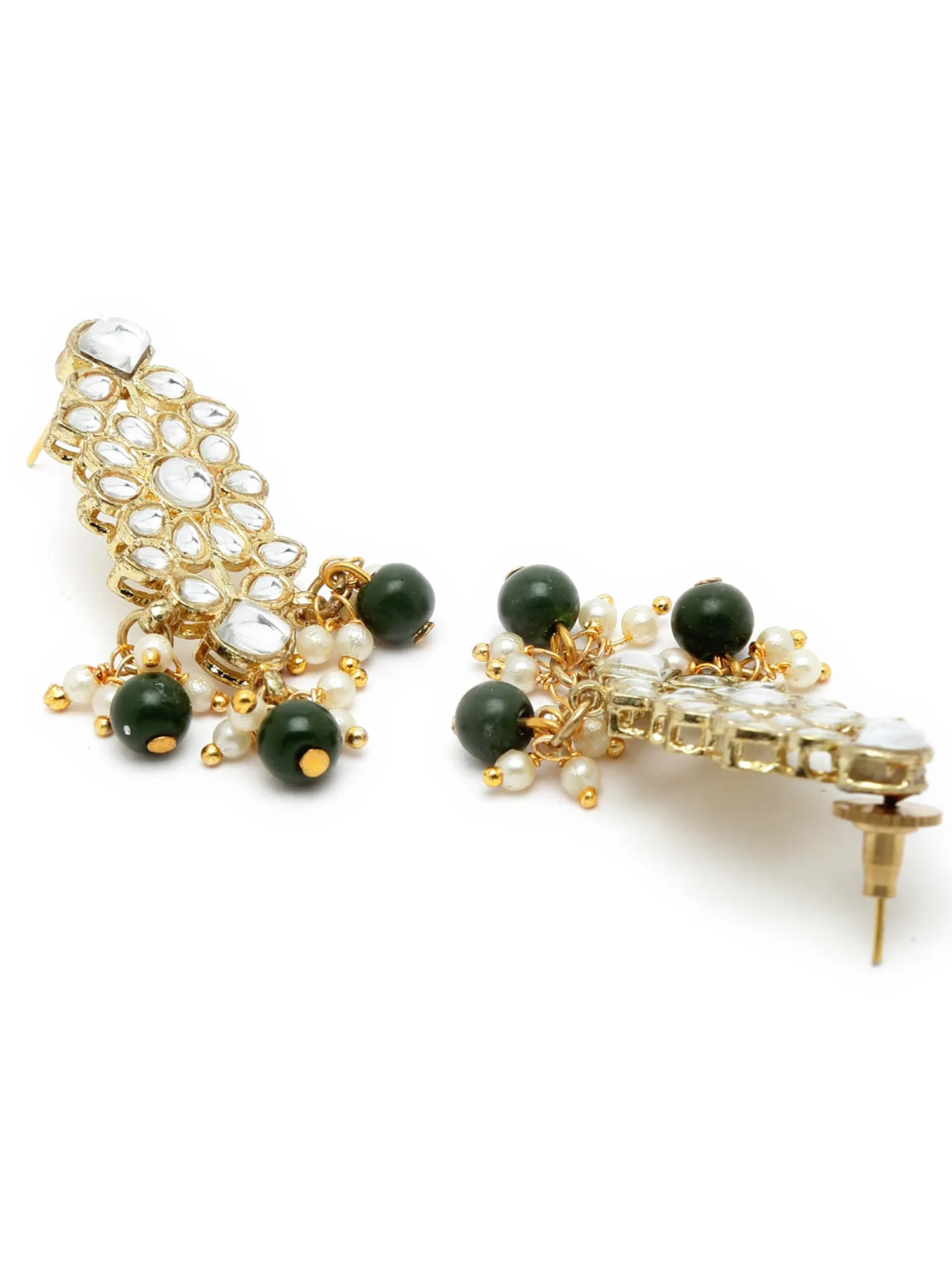 Karatcart Gold Plated Green Bead Studded Kundan Choker Neckalce Set with Bracelet