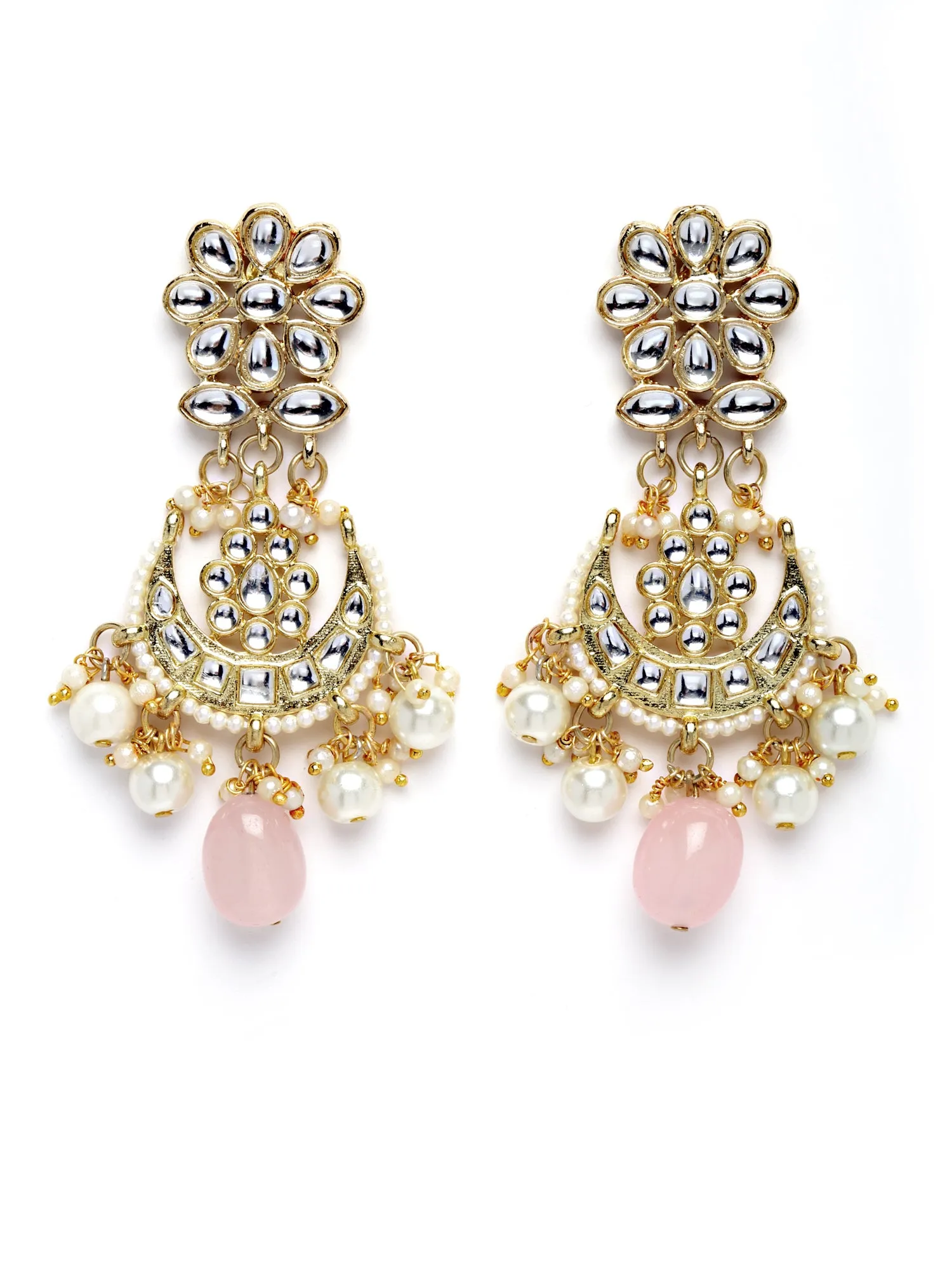 Karatcart Gold Plated Pink Tumble and Pearl Choker Necklace Set