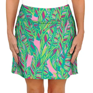 Kiawah Country Club Skort in Abstract Leaves Pink and Lime