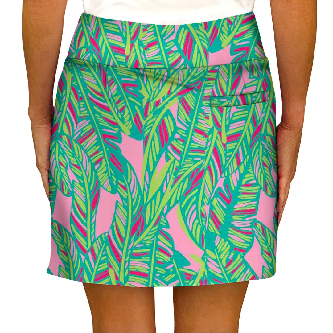 Kiawah Country Club Skort in Abstract Leaves Pink and Lime