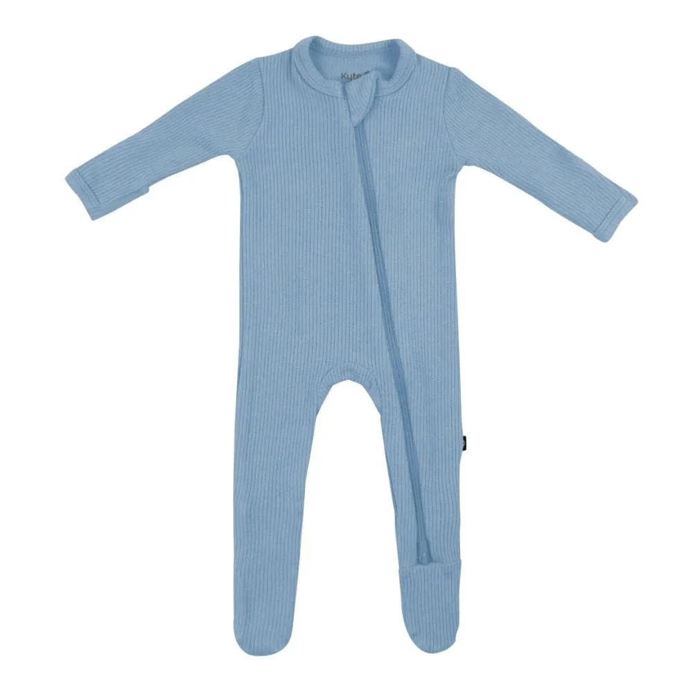 Kyte Baby Ribbed Zippered Footie - Slate