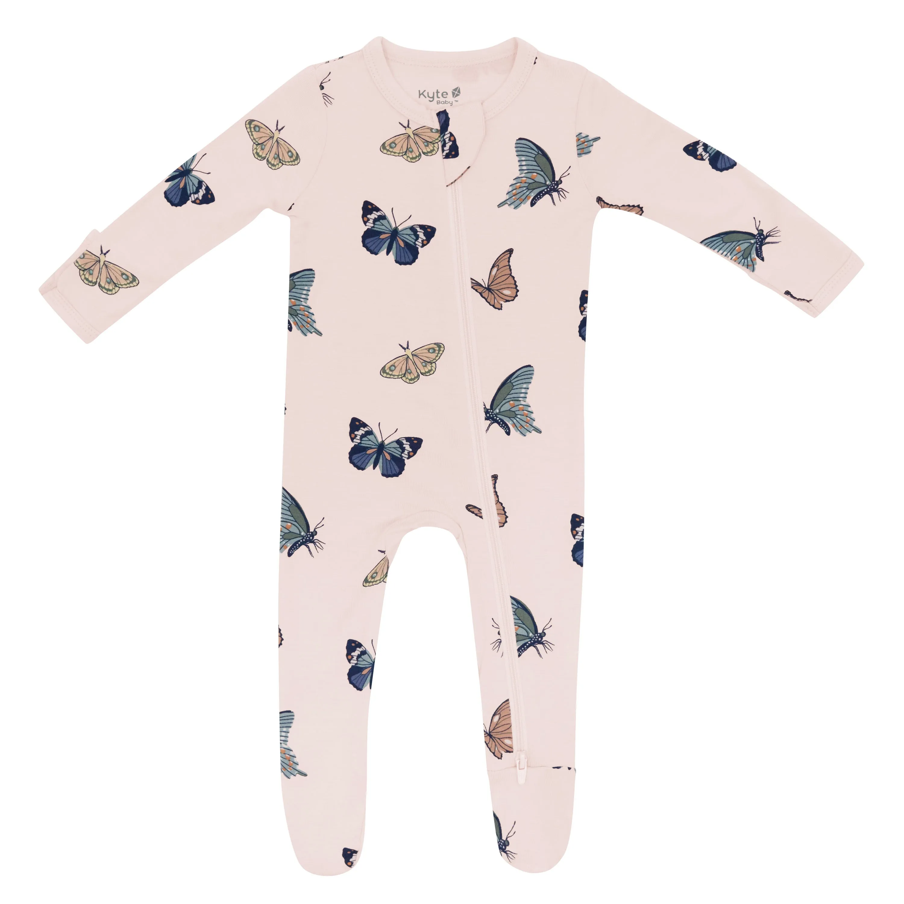 Kyte Baby Zippered Footie (Blush Butterfly)