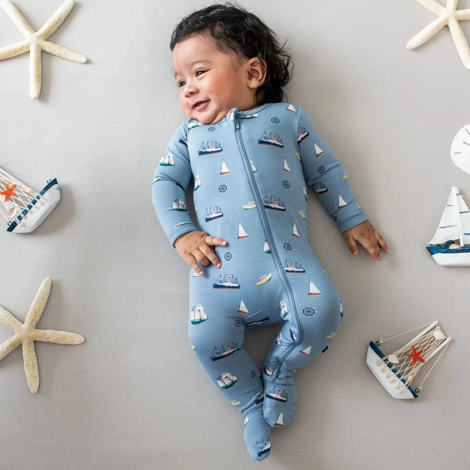 Kyte Baby - Zippered Footie - Vintage Boats