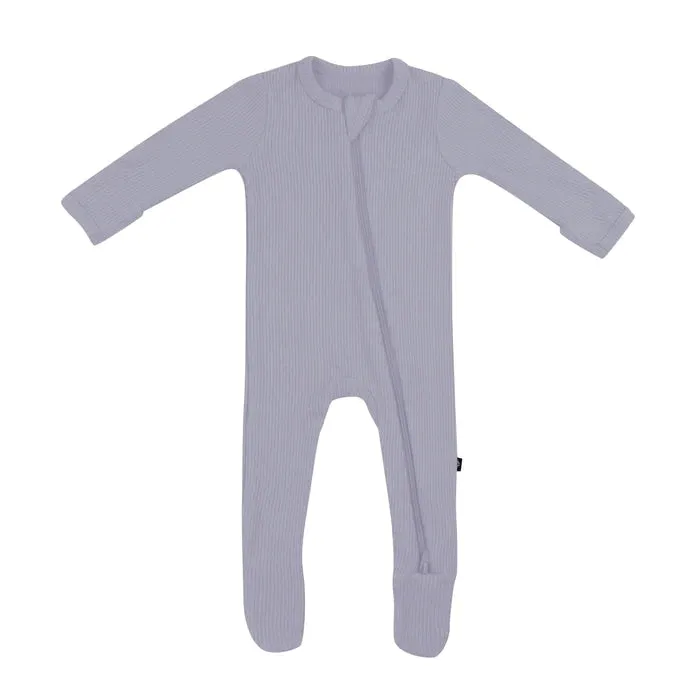 Kyte Ribbed Zippered Footie in Haze