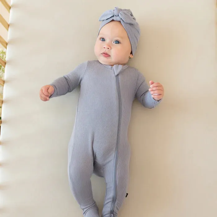 Kyte Ribbed Zippered Footie in Haze