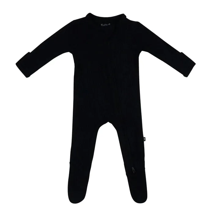 Kyte Ribbed Zippered Footie in Midnight