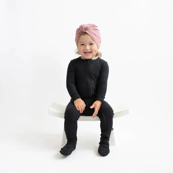 Kyte Ribbed Zippered Footie in Midnight