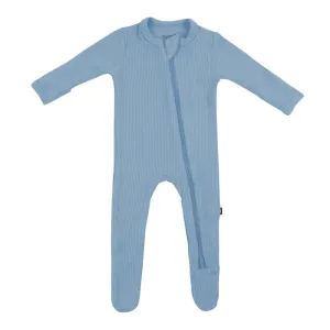 Kyte Ribbed Zippered Footie in Slate