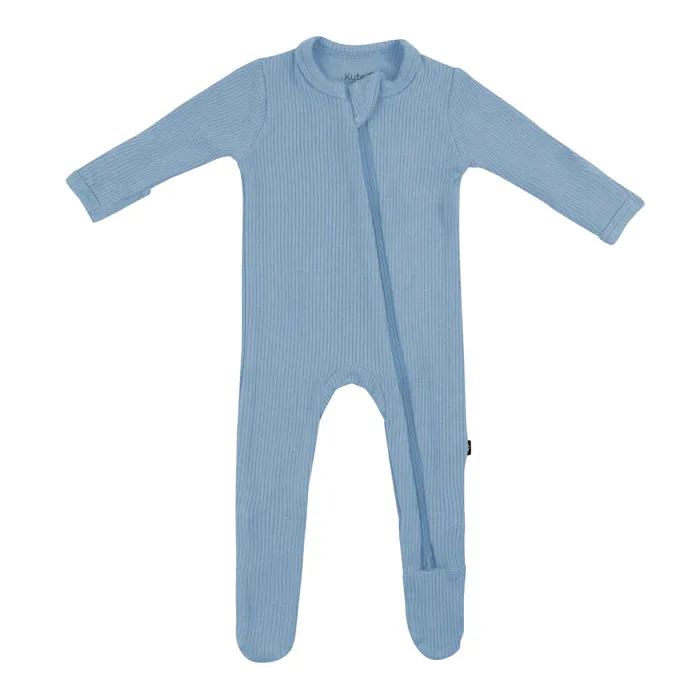 Kyte Ribbed Zippered Footie in Slate