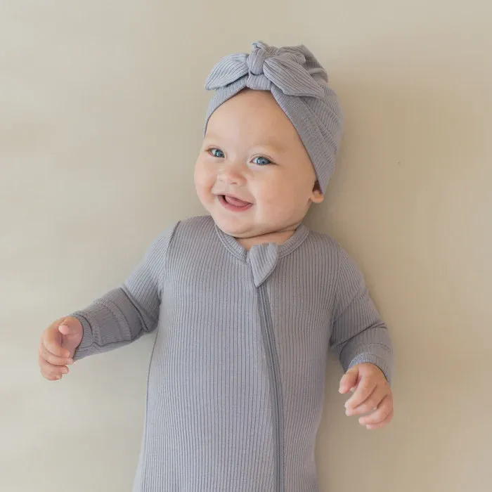 Kyte Ribbed Zippered Romper in Haze