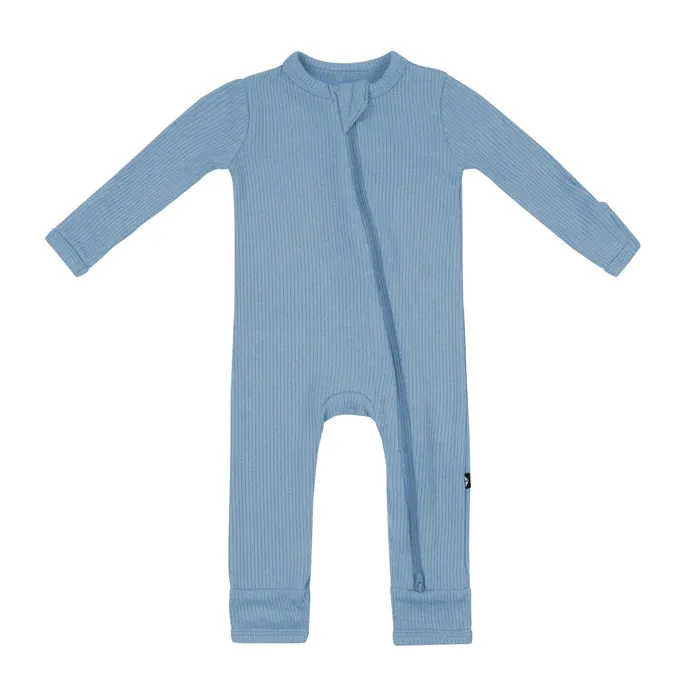 Kyte Ribbed Zippered Romper in Slate