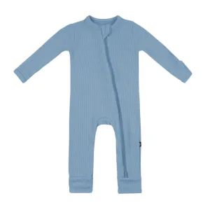 Kyte Ribbed Zippered Romper in Slate