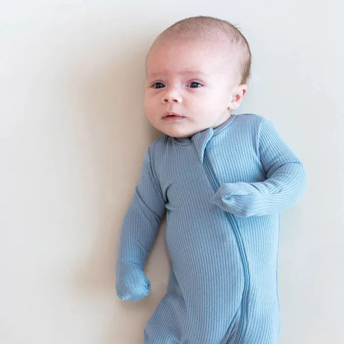Kyte Ribbed Zippered Romper in Slate